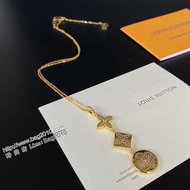 Louis Vuitton新款飾品 路易威登三花滿鑽項鏈 LV四葉草吊墜鎖骨鏈  zglv2135